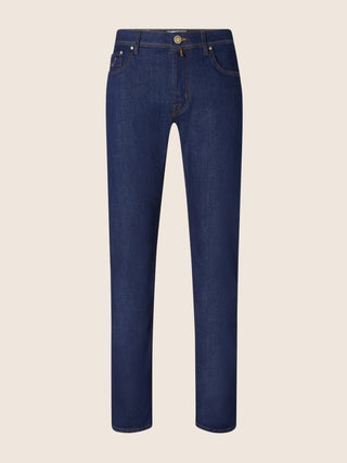 Bard Regular-Slim 5 Pocket Jeans in Dark Blue Super Stretch Denim with Rinse Wash 1