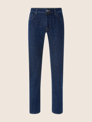 Bard Regular-Slim 5 Pocket Jeans in Dark Blue Comfort Denim with Rinse Wash 1