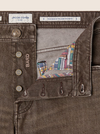 Bard Regular-Slim 5 Pocket Jeans in Dark Brown Comfort Denim with Marble Effect 5