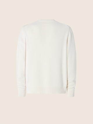 Sweater in Cream White Virgin Wool and Cashmere with Jacquard Motif 2