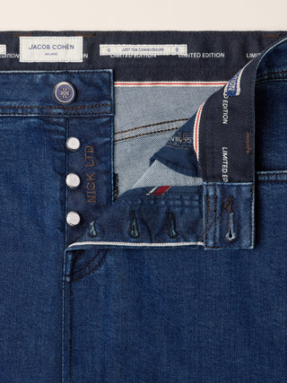 Nick LTD Slim 5 Pocket Jeans in Dark Blue Stretch Selvedge Denim with Rinse Wash 5