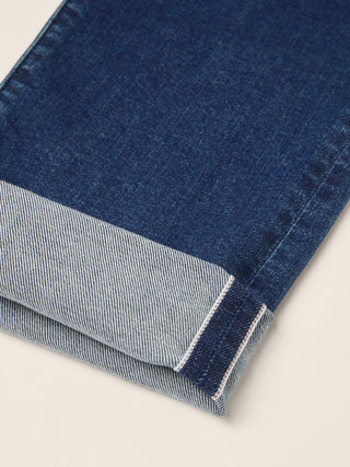 Nick LTD Slim 5 Pocket Jeans in Dark Blue Stretch Selvedge Denim with Rinse Wash 6