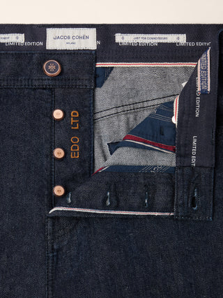 Edo LTD Regular-Straight 5 Pocket Jeans in Dark Blue Japanese Selvedge Denim with Rinse Wash 4