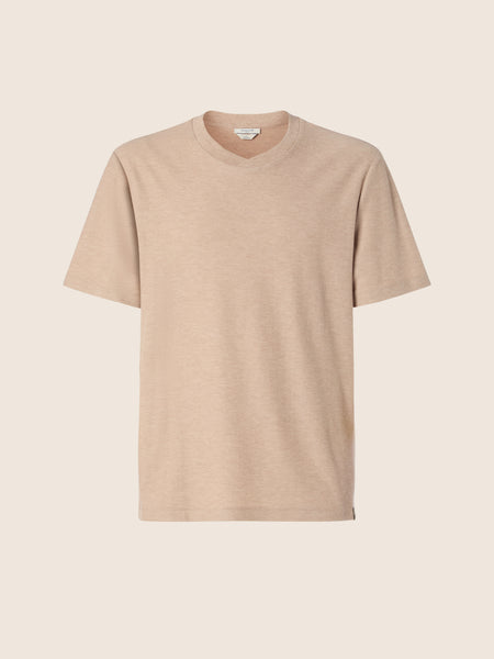 T-shirt in Beige Melange Cotton and Cashmere Cashisland Piquet
