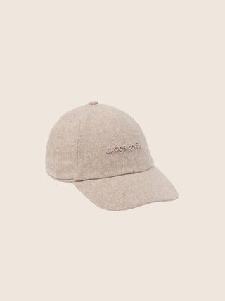 Baseball Hat in Beige Herringbone Flannel 1