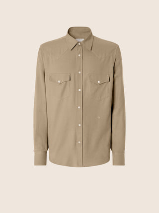 Western Shirt in Light Pink Cotton and Cashmere Batavia 1