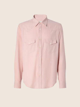 Western Shirt in Powder Pink Cotton and Cashmere Batavia 1