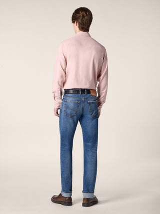 Western Shirt in Powder Pink Cotton and Cashmere Batavia 3