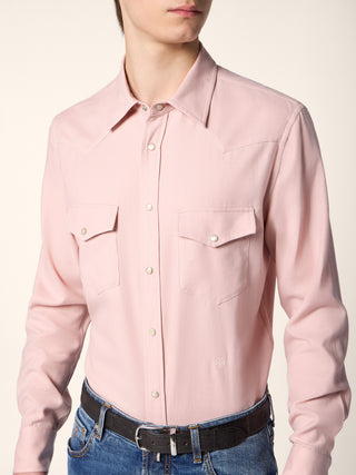 Western Shirt in Powder Pink Cotton and Cashmere Batavia 4