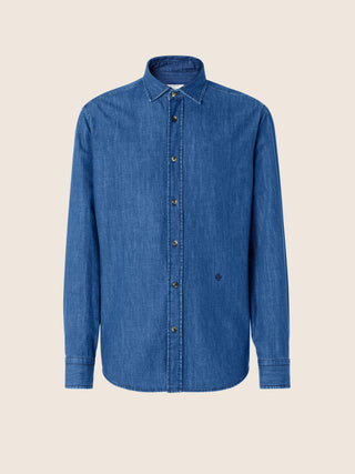 Lightweight Shirt in Medium Blue Denim with Rinse Wash 1