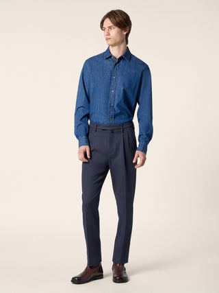 Lightweight Shirt in Medium Blue Denim with Rinse Wash 2