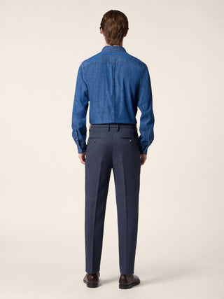 Lightweight Shirt in Medium Blue Denim with Rinse Wash 3