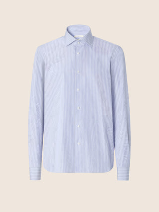 Shirt in Light Blue and White Cotton Poplin