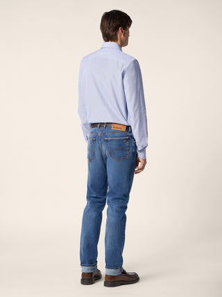 Shirt in Light Blue and White Cotton Poplin 3