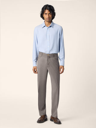Camisa de batavia de algodón y cachemira azul cielo 2