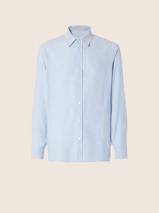Camisa de batavia de algodón y cachemira azul cielo 1