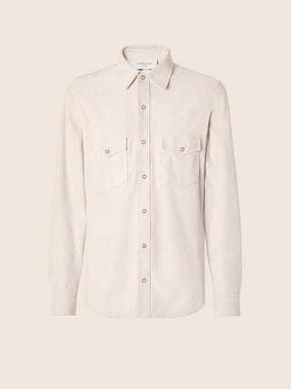 Western Overshirt in Almond Lightweight Suede