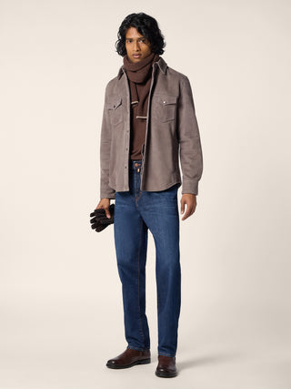 Sobrecamisa Western en borreguillo Lacaune gris 2