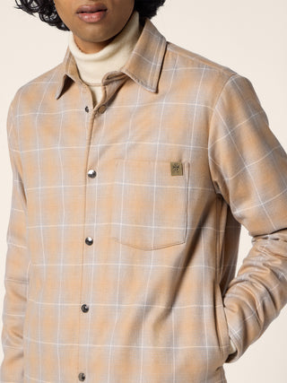 Sobrecamisa acolchada de batavia de algodón y lyocell color ámbar claro y azul cielo 4