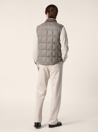 Weste mit Reißverschluss aus taupefarben meliertem Comfort Flanell Vitale Barberis Canonico 3