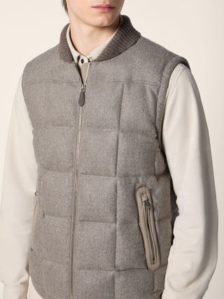 Weste mit Reißverschluss aus taupefarben meliertem Comfort Flanell Vitale Barberis Canonico 4