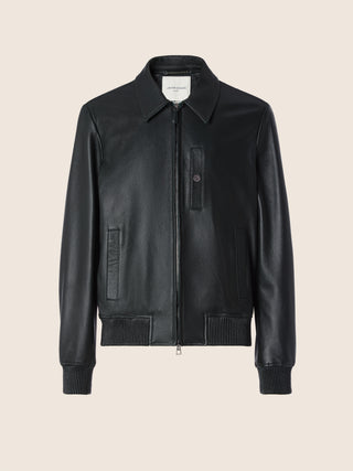 Bomber Jacket in Dark Green Leather