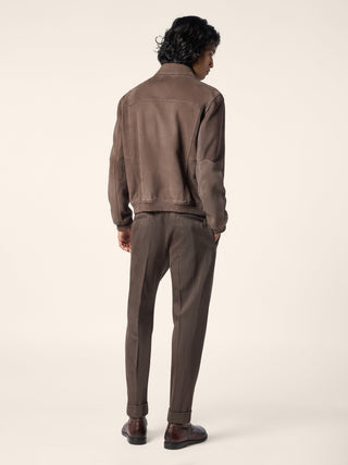 Aviator Jacket with Maxi Pockets in Dark Brown Nubuck Leather 3