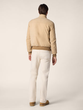 Bomber Jacket in Light Camel-Tone Nubuck Leather 3