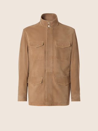 Jacket in Mink Brown Suede with Pockets