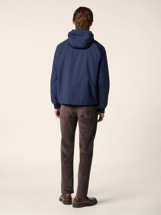 Hooded Jacket in Midnight Blue Loro Piana Rain System® Light Technical Wool 3