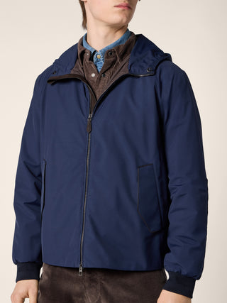 Hooded Jacket in Midnight Blue Loro Piana Rain System® Light Technical Wool 4