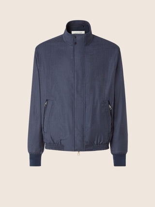 Bomber de sarga de lana y cachemira confort color azul denim jaspeado