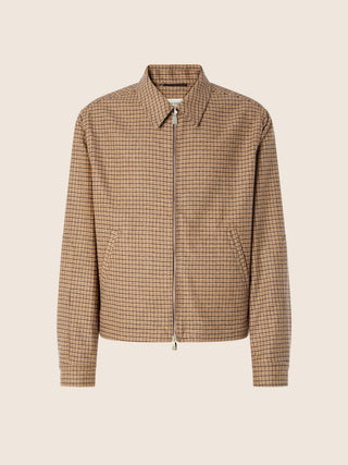 Trucker Jacket in Brown and Camel Wool-Cashmere Batavia 1