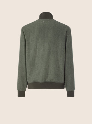 Bomber Jacket in Sage Green Herringbone Wool Cloth 3