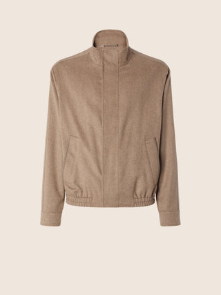 Bomber Jacket in Camel Beige Loro Piana Cashmere Raw Flannel 1