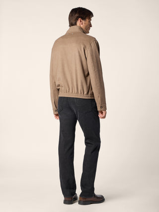 Bomber Jacket in Camel Beige Loro Piana Cashmere Raw Flannel 3