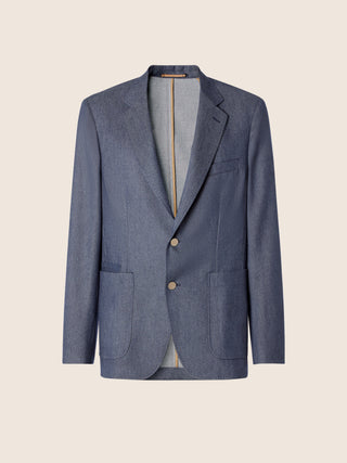 Blazer in Denim Blue Melange Cashmere Twill