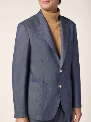 Blazer in Denim Blue Melange Cashmere Twill 4