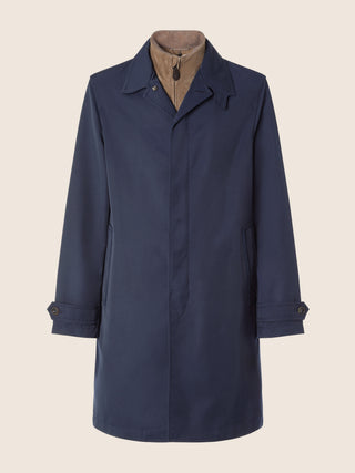3 in 1 Trench Coat in Navy Blue Technical Twill with Vest
