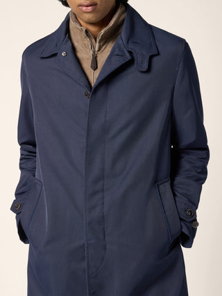 3 in 1 Trench Coat in Navy Blue Technical Twill with Vest 4
