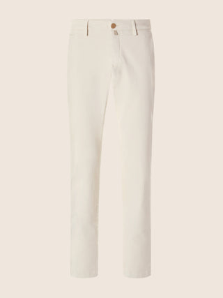 Pantaloni chino Bobby slim in bull stretch di cotone ecru