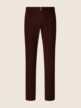 Bobby Slim Chino Pants in Brown Stretch Twill in Cotton and Lyocell