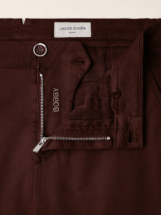 Bobby Slim Chino Pants in Brown Stretch Twill in Cotton and Lyocell 6