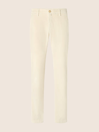 Bobby Slim Chino Pants in Off White Cotton Stretch Corduroy