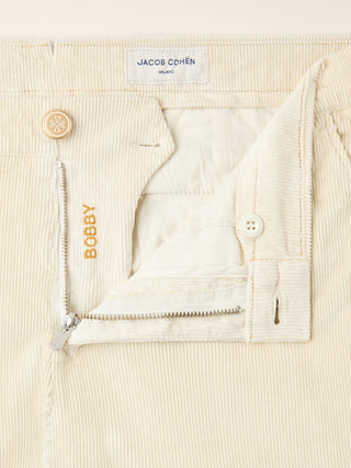 Bobby Slim Chino Pants in Off White Cotton Stretch Corduroy 4
