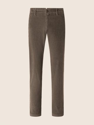 Pantaloni chino Bobby slim in velluto a coste stretch di cotone taupe