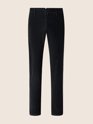 Pantaloni chino Bobby slim in velluto a coste stretch di cotone blu navy