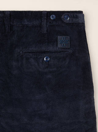 Henry Slim Chino Pants in Navy Blue Cotton Stretch Corduroy 2