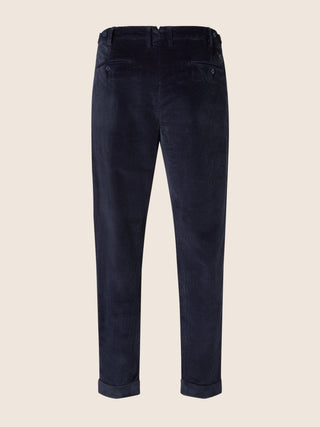 Henry Slim Chino Pants in Navy Blue Cotton Stretch Corduroy 3