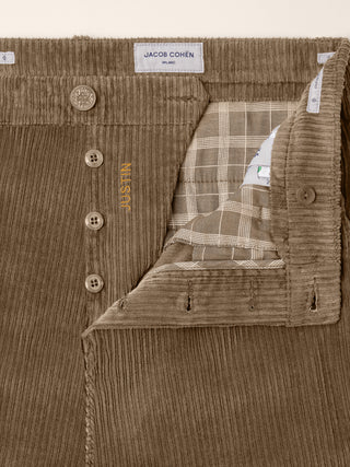Pantalones chinos Justin rectos de terciopelo stretch de canalé ancho de algodón y modal beige caqui 4